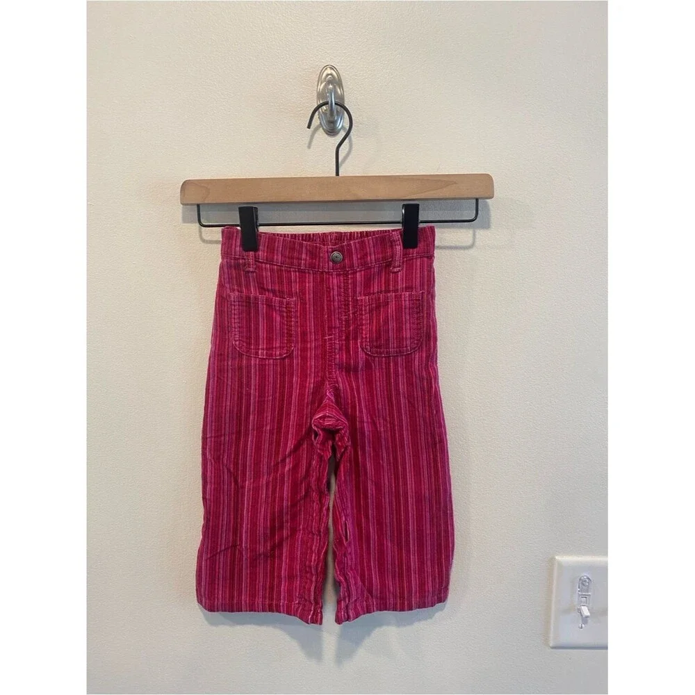 Carters vintage girls toddler wide leg cord pants pink striped 24 months